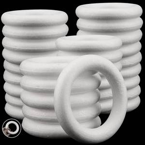 lot 14374 image: MAHIONG 30 Pack 4.7 Inch Craft Foam Wreath, White Polystyrene Foam Circles Ring, Round Foam Wreath Form for Crafts DIY Arts Floral Projects Home Wedding Decor