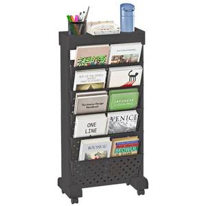 lot 15533 image: BYFU 6-Tier Movable Bookshelf Cart, Rolling File Storage Paper Organizer Mobile Bookcase with Wheels for Home Office Study Classroom, Black