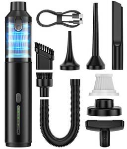 lot 15537 image: Car Vacuum Portable Cordless Handheld Vacuum Cleaner 4-in-1 Mini Cordless Vacuum with 2 Suction Modes and 16800pa Suction Power Blowing & Inflating 2 Modes Handheld Vacuum for Car, Desk, Keyboards