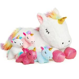 lot 15538 image: Vposyako 5 Pieces Unicorn Toys Stuffed Animals for Girls, 1 Mommy Unicorn with 4 Babies, Soft Plush Toys Gifts for Girls 3 4 5 6 7 8 9 Years, Kids, Children, Christmas, Birthday, Valentines