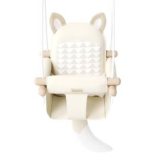 lot 15551 image: Wooden Hanging Baby Swing with Soft Safety Belt, Cozy Infant Swing Seat for Indoor & Outdoor Use, Adjustable Height, Includes Mounting Hardware �� Suitable for Babies & Toddlers(Fox-Themed in Beige)