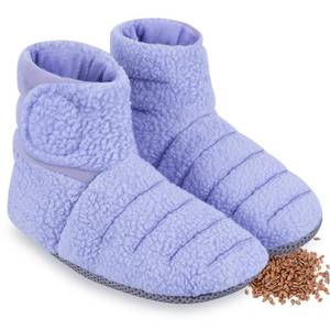 lot 15557 image: REVIX Microwavable Foot Warmers for Women & Men, Microwavable Booties with Moist Heat Therapy, Heated Slippers with Adjustable Fit and Non-Slip Design, Purple L