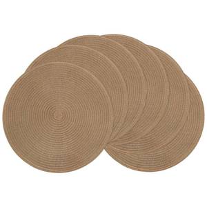 lot 16065 image: SHACOS Round Braided Placemats Set of 6 Washable Cotton Polyester 15 inch Round Table Place Mat for Dining Table (Brown, 6)