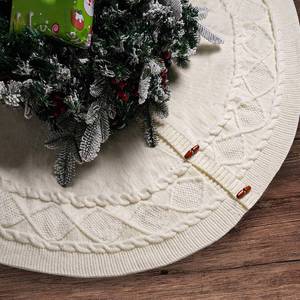 lot 16066 image: KCFESTIHUE Christmas Tree Skirt, 36 Inch Cable Knit Pattern, Luxury Xmas Holiday Decoration, Thick Rustic Fabric, Home Party D�cor White