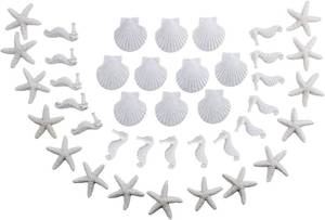 lot 16078 image: LJY 40 Pieces Mini 3cm White Resin Pencil Finger Starfish Seahorse & Seashells Set for Wedding Home Decor and Craft Project