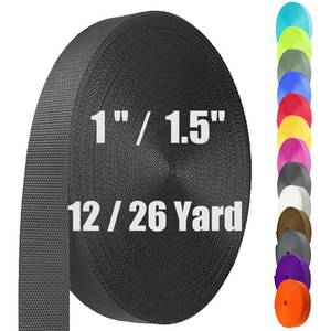 lot 16079 image: Nylon Webbing 1.5 Inch, Heavy Duty Nylon Webbing Strap 12 Yard,Durable Strapping for Indoor or Outdoor Gear, DIY Crafting, Repairing (Black, 1.5-26 Yard)