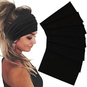 lot 16080 image: Sefiinh Wide Headbands For Women Stretch Headband Boho Head Bands Womens Hair Band Turban Workout Hairband Accessories Black 6 Pack