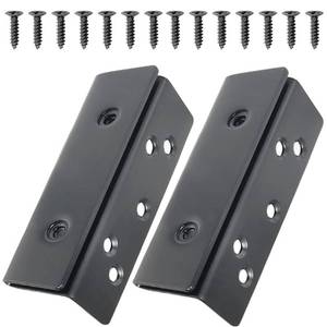 lot 16088 image: Wvapzwr 2Pcs Bed Frame Bed Post Double Hook Slot Hardware Attachment Bracket, Heavy Duty Bed Rail Hooks Plates, Black Double Pin Hook Slot Bracket for Wooden Bed