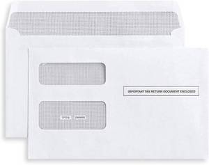 lot 16093 image: 50 1099 Tax Envelopes Self-Seal Designed for printed 1099 Laser Forms - MISC - 1098-1099 R - DIV - INT, Double-Window Security For Quickbooks or Tax Software - 5 58 Inch x 9 Inch, 50 Envelopes