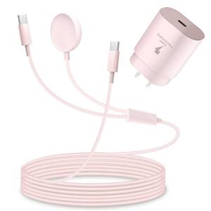 lot 16094 image: 2 in 1 for Samsung Watch Charger, 25W USB C Fast Charger Compatible with Galaxy Watch 88 ClassicUltra766 Classic5 Pro544 classic3Active2FE,Galaxy S25S24S23NoteZ Fold,for iPhone 1615