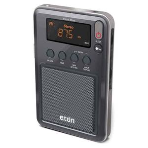lot 16100 image: Eton - Elite Mini Compact AMFMShortwave Radio, Internal AM Antenna and Telescoping FMSW Antenna, Clock and Alarm, Sleep Timer, Custom Leather Case Included, Commitment to Preparedness