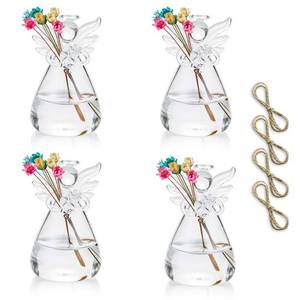 lot 16104 image: Sziqiqi Clear Glass Guardian Angel Vases Bulk for Hanging Vases for Buds Cuttings Greenery Hydroponic Plant Containers Room Ornaments Bautizo Decorations 3.5inch4Pcs