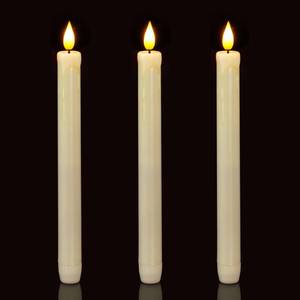 lot 16107 image: Homemory 3 Pack Flameless Taper Candles, No Remote, Realistic Flickering Battery Operated Candlesticks, Ivory LED Plastic Candle Safe for Weddings, Table Decor, Christmas, and Halloween