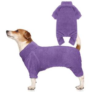 lot 16110 image: Fuzzy Dog Pajamas Turtleneck Pet Clothes Warm Soft Cozy Lightweight Pet Pjs Dog Sweaters for Medium Dogs(Purple-M)