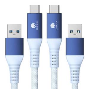 lot 16113 image: CONMDEX USB C Cable 3ft, 2-Pack 10Gbps USB 3.1 Gen 2 USB A to USB C Data Transfer Cord, 3A Fast Charging Android Auto CarPlay Type C Cable for iPhone 17 16 Plus Pro Max Samsung Galaxy S25, Blue