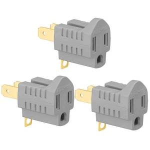 lot 16123 image: (3 Pack) 3-Prong to 2-Prong Adapter Polarized Grounding Converter 3 Pin to 2 Pin Power for wall Outlets Plugs, Gray