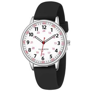 lot 16125 image: TWOPTION Nurse Watch for Women Waterproof Analog Silicone Watch with Second Hand Nursing Easy Read Dial Nurse Watches(Black)