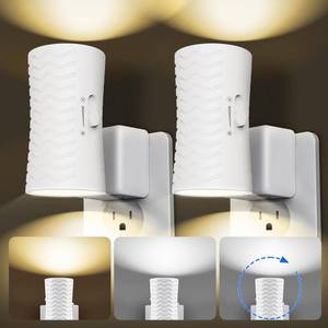 lot 16131 image: LED Night Light Plug in, 360° Rotating Modern Night Lights Plug into Wall, 3000K5000K Toggle, Sensor Dusk To Dawn, 0-100 LM Dimmable Night Lights for Bathroom Bedroom Kitchen Hallway Stairs, 2 Pack
