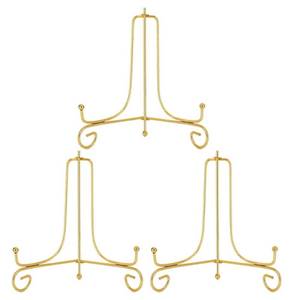 lot 16133 image: LIONWEI LIONWELI 8 Inch Gold Iron Plate Stand Holder Easel Display Stand for PlatePicturePhoto and More,3 pcs.