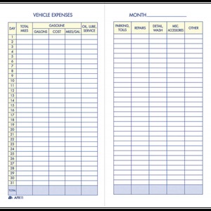 lot 16144 image: Adams� Vehicle Expense Book 5pk