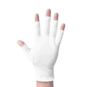 lot 16146 image: 2 Pairs White Cotton Moisturizing Gloves �� Fingerless Design with 5 Open Fingertips per Glove �� 100% Cotton �� Touchscreen-Friendly Night Gloves for Dry Hands