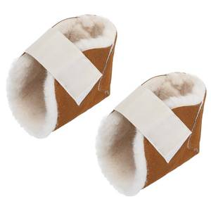 lot 16147 image: Jeere 2 Pcs Heel Protectors for Pressure Sores Sheepskin Heel Pads Soft Foot Cushions Pad Protectors Adjustable Foot Pillows with Securing Strap for Bed Sore Ankle Ulcers (Brown)