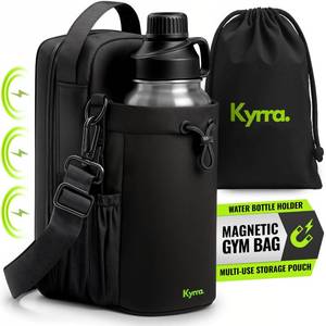 lot 16148 image: kyrra. Magnetic Gym Bag with Water Bottle Holder Reusable Pouch 2 Bags in 1 Compact Crossbody Small Sports Training Bag Durable Waterproof Fitness Organizer Workout Bag for Men Women Travel