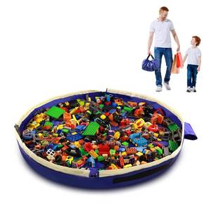 lot 16151 image: Toy Storage Mat Bag by Drawstring for Lego - Play Mat Bag Toy Storage Container for Kids with Cap can as Gift�� Blue 47inch ��