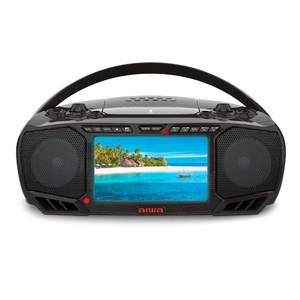 lot 19277 image: Aiwa Portable DVD Player, Crystal Clear Sound with Dual 3W Speakers and Bass Function, Featuring a 7 LCD Display, Bluetooth Connectivity, FM Radio, CDDVD Playback