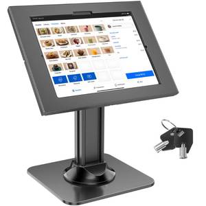 lot 19278 image: AboveTEK Anti-Theft iPad Kiosk Stand �� POS iPad Security Mount with 360° Swivel & 75° Tilt, Heavy Duty Tablet Kiosk Desk Holder for Retail & Business POS Systems (Black)