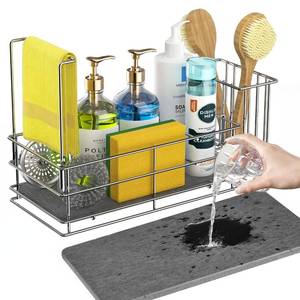 lot 19286 image: Yofidra Sponge Holder for Kitchen Organizer Sink Caddy with Instant Drying Stone, Metal Stainless Steel, 9.4 X 4.7 X 74 Home Decor Storage and Organization Accessories
