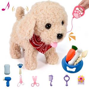 lot 19298 image: GOBRILLFUN Interactive Walking Plush Puppy Toy Dog, Remote Control Electronic Robot Dog Realistic Wagging Tail, Rich Grooming Set, Gift Toy for Girls & Boys, Kids Age 3, 4, 5, 6 (Accessories Updated)