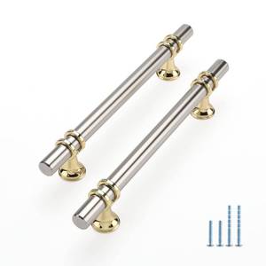 lot 19300 image: Rergy 10 Pack 5 Inch Brushed Nickel and Gold Cabinet Pulls Heavy-Duty Kitchen Cabinet Handles, Rust-Resistant and Durable Drawer Pulls Zinc Alloy Hardware for Cupboard,Closet,Cabinets
