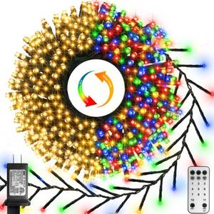 lot 19309 image: ZAIYW 50Ft 1000 LED Cluster String Lights Dual Color Changing String Lights with Remote Timer Plug in Firecracker Christmas Lights for Garden Tree Decor (Warm White & Multicolor)