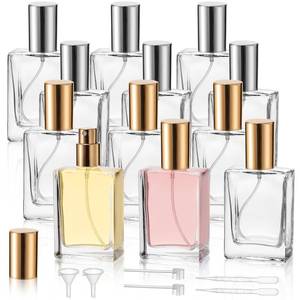 lot 19312 image: Foraineam 6 Pack 1 oz  30ml Clear Glass Perfume Bottle, Refillable Empty Fine Mist Atomizer Spray Bottles, Portable Square Perfume Atomizer Bottles for Fragrance, Lotion, Essential Oil