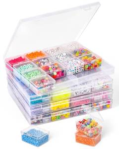lot 19314 image: Cokapo Bead Organizer Box, 64 Pcs Clear Bead Storage Containers, Craft Organizers and Storage with Hinged Lids and Labels, Small Plastic Containers Boxes for Jewelry, Seeds, Nail Art, Small Parts