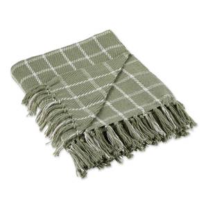 lot 19319 image: DII Transitional Checked Plaid Woven Throw, 50x60, Artichoke Green