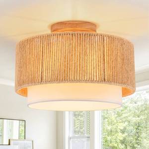lot 19336 image: SineRise 12 Rattan Flush Mount Ceiling Light Fixture,2-Tier Drum Hand-Woven Boho Flush Mount Ceiling Light,Farmhouse Light Fixture for Living Room,Kitchen,Bedroom Foyer Entryway ect.