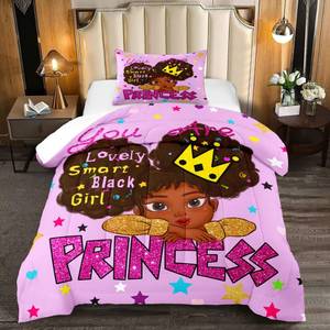 lot 19337 image: Jiospet Black Girl Comforter Sets Twin -African Girls Comforter for Kids Cute Bedding Sets for Princess Room Decor for Girls Bedroom