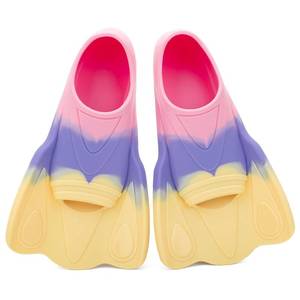 lot 19340 image: Kids Swim Training Fins, Comfortable Silicone Short Fins for Lap Swimming Flippers, Travel Size Flipper for Kids with Mesh Bag