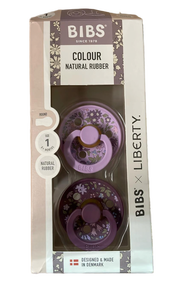lot 20200 image: BIBS Colour Natural Rubber Pacifiers - Purple Floral