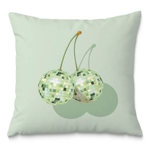 lot 20203 image: Fuasei Green Cherry Disco Pillow Covers 18x18, Y2K Throw Pillows, Preppy Decor, Cherry Disco Ball Design