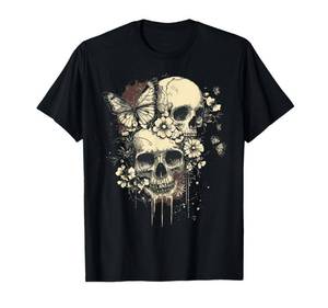 lot 20209 image: Fairy Grunge Fairycore Y2K Skulls Dainty Butterflies Gothic T-Shirt Medium