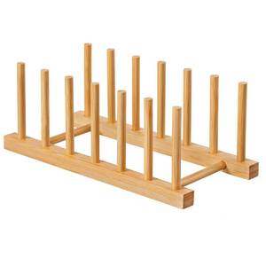 lot 20229 image: HBlife Bamboo Dish Plate Bowl Cup Book Pot Lid Cutting Board Drying Rack Stand Drainer Storage Holder Organizer Kitchen Cabinet��Keep Dry��