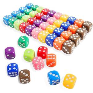 lot 20239 image: 16MM Standard 6 Sided Dice Set, 50 Pieces Colorful Dice for Board Games, Classroom Math Bulk Game Dice, Make Entertainment More Exciting