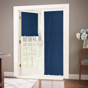 lot 20251 image: LazBlinds 100% Blackout Door Curtain, No Tools No Drill Cordless Blinds for Windows, Thermal Insulated UV Protection Privacy Curtains for French Door Front Door(26W x 68H, Navy Blue, 1 Panel)