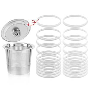 lot 20262 image: 20pcs Silicone Gaskets for Keurig Reusable Coffee Machine Filter, Leak-Proof & Reusable Silicone Seal O Ring Replacement Parts Accessories for Stainless Steel Refillable Kcup K Cup (White)