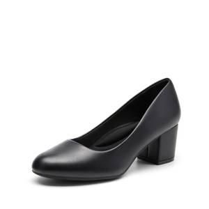 lot 20265 image: DREAM PAIRS Womens Pumps Low Chunky Block Heel Dress Shoes Closed Round Toe Comfortable Heels,Size 7,Black-Pu,SDPU2462W