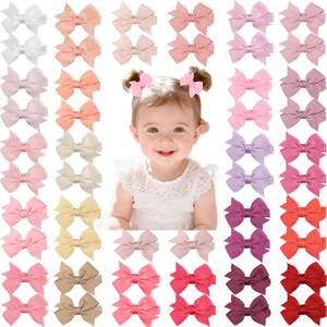 lot 20283 image: C�LLOT Hair Clips for Girls - 50PCS Fully Lined Hair Bows Alligator Clips for Toddlers, Infants, Kids, 25 Pinky Color Pairs