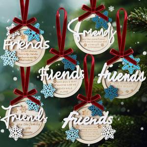 lot 20288 image: Jetec 6 Pcs Winter Friendship Ornaments Friends Winter Ornaments Wooden Friends Decorative Tree Decor for Women Best Friend Birthday Friendship Gifts